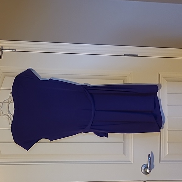 Calvin Klein dark purple sleeveless dress w/ belt - Picture 3 of 4